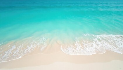 Sun-drenched white sand beach, turquoise water, blue, tranquil, calm