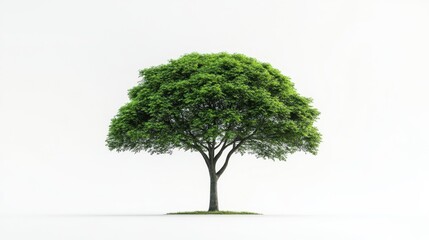 Obraz premium Majestic solitary tree with lush foliage in a tranquil landscape ground-level nature photography