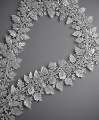Silver leaf lace trim, luxurious background, fine detail,  soft,  card,  elegant