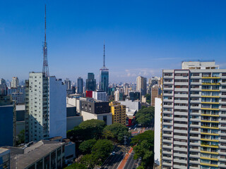 Naklejka premium Paulista avenue from above in Sao Paulo, Brazil.