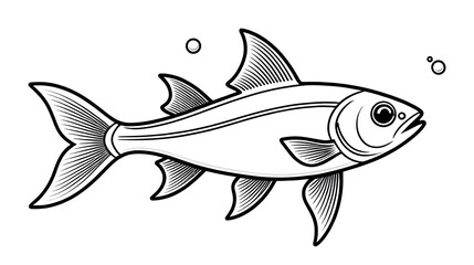Fototapeta premium rasbora fish icon, fish line art, fish vector - simple black line art icon of rasbora fish perfect for logos, and fish-themed designs.