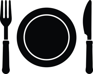 fork, knife and plate set vector