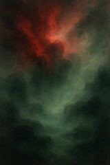 Abstract smoky cloudscape in red and green hues