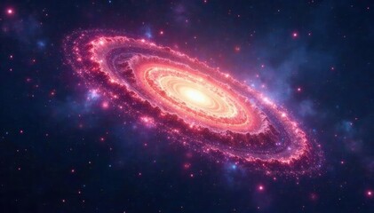 Naklejka premium Distant galaxy cluster with swirling gas and light , universe expansion, supercluster