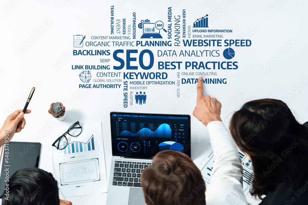 Leinwandbilder a professional team explores seo strategies and data analytics for digital marketing, showcasing mod