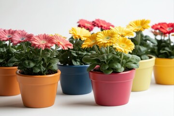 Colorful gerbera daisies in pots, home decor, gifts, gardening uses