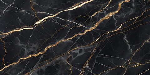 Luxury Black Marble Texture with Gold and White Veins for Stone and Ceramic Tile Design Background.