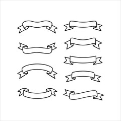 Ribbons Line Art Vector Set 