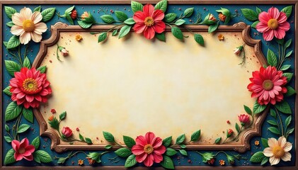 Intricate floral design on a painted signboard, antique, sign, botanical