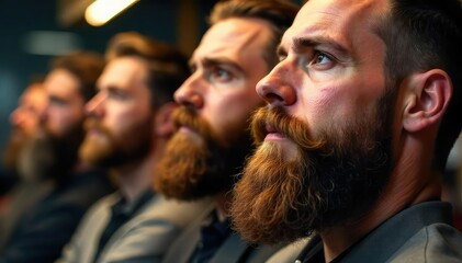 Obraz premium Variety of meticulously groomed beards on display , close up, beard care