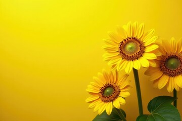 Obraz premium Vibrant sunflowers against a sunny yellow backdrop , seeds, blossom