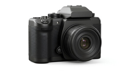 Black DSLR Camera Photography Equipment on white background