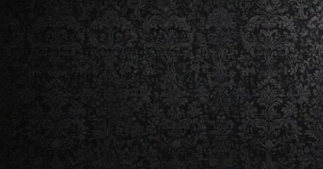 Intricate black damask wallpaper with seamless floral vines and gothic patterns , vine pattern, vintage