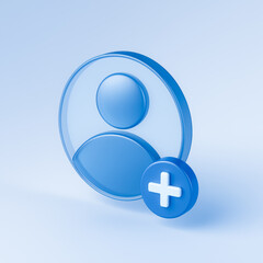 3D Add User Icon &ndash; Blue Minimalist Profile with Plus Symbol