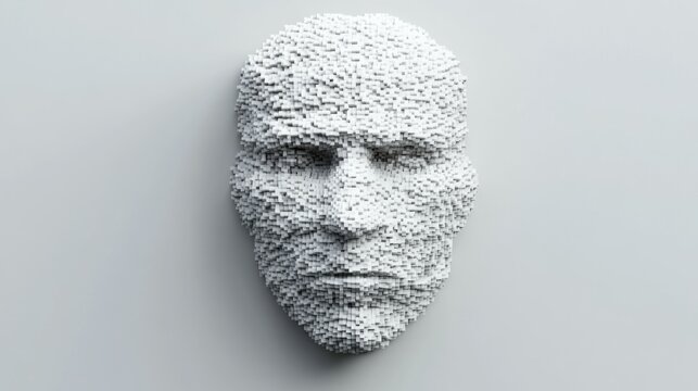 Polygonal human face. 3D illustration of a cyborg head construction. Artificial intelligence concept. new - Powered by Adobe