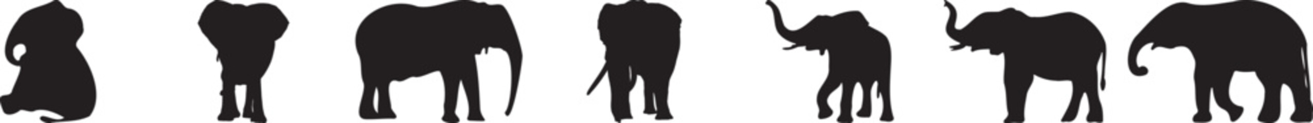 Collection of Elegant Elephant Silhouettes Perfect for African Safari Themed Designs
