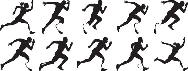 Powerful Silhouettes of Amputee Runners Showcasing Determination and Athleticism in Track and Field