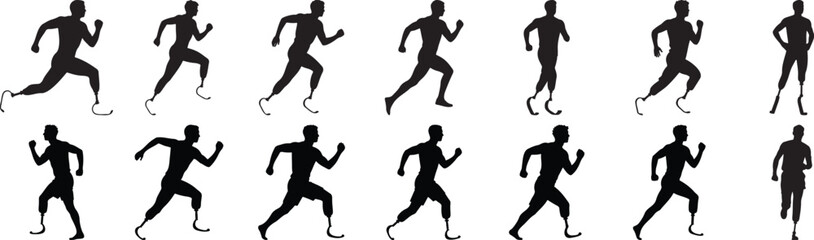 Powerful Silhouettes of Paralympic Runners Displaying Athleticism and Determination