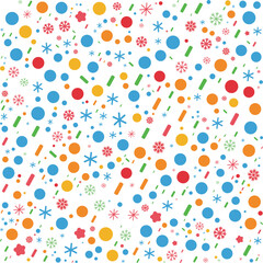 Festive Winter Pattern Design with Colorful Circles Snowflakes and Lines for Holiday Decor