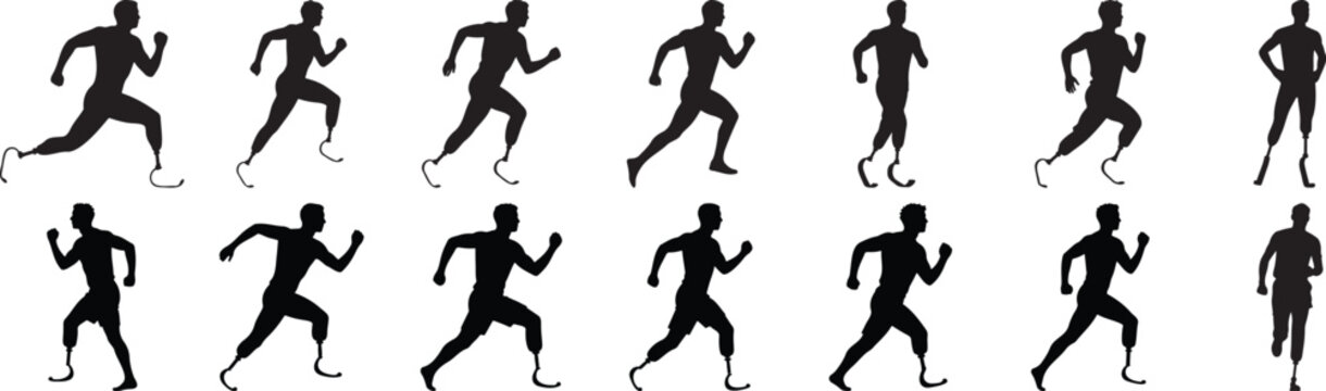 Powerful Silhouettes of Paralympic Runners Displaying Athleticism and Determination