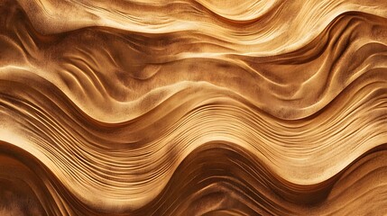 Obraz premium 3D render of flowing, undulating brown waves with textured, overlapping ridges.