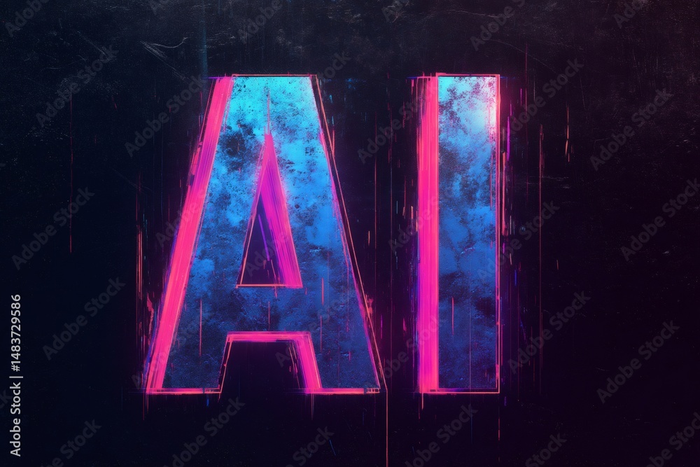 Leinwandbilder artificial intelligence ai symbol emerging from glitch effect on dark background