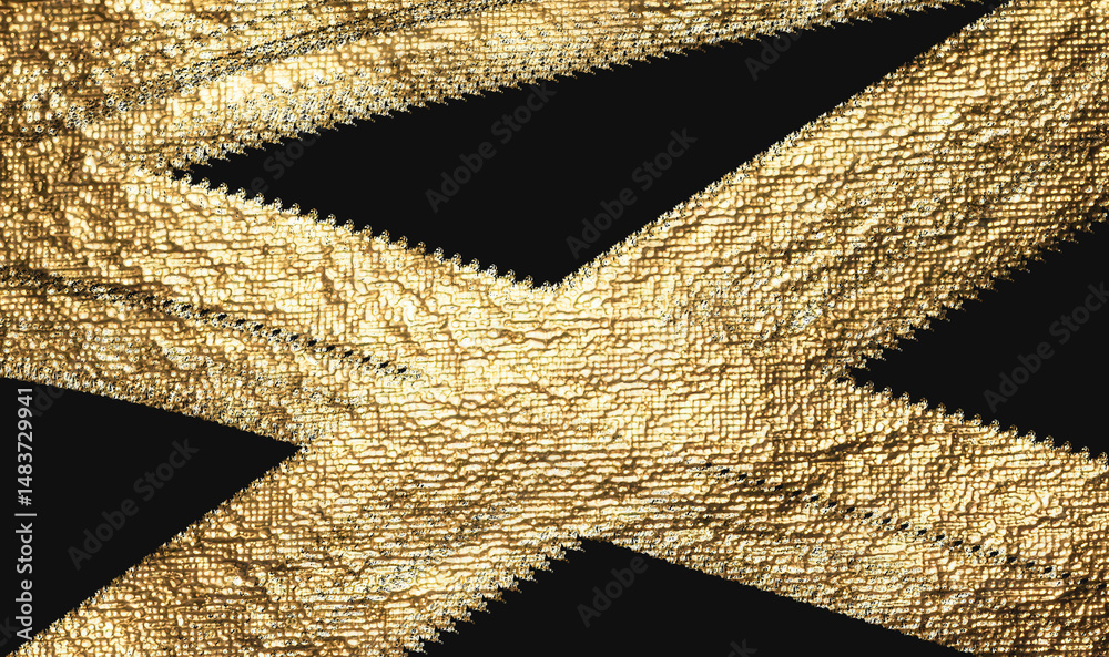 Aufkleber Golden metallic stripes on a black background. Elegant abstract pattern with shimmering glitter and