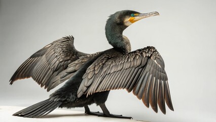 Cormorant on studio background
