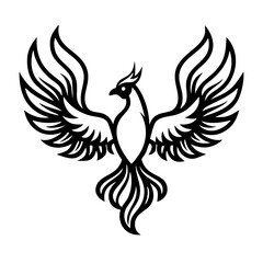 Obraz premium Firebird illustration with detailed wings in tribal style 