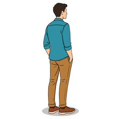Back View of a Casual Young Man Standing