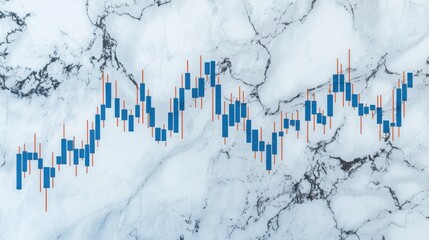 Abstract Candlestick Chart Overlayed on Marble Background Displaying Financial Data Analysis