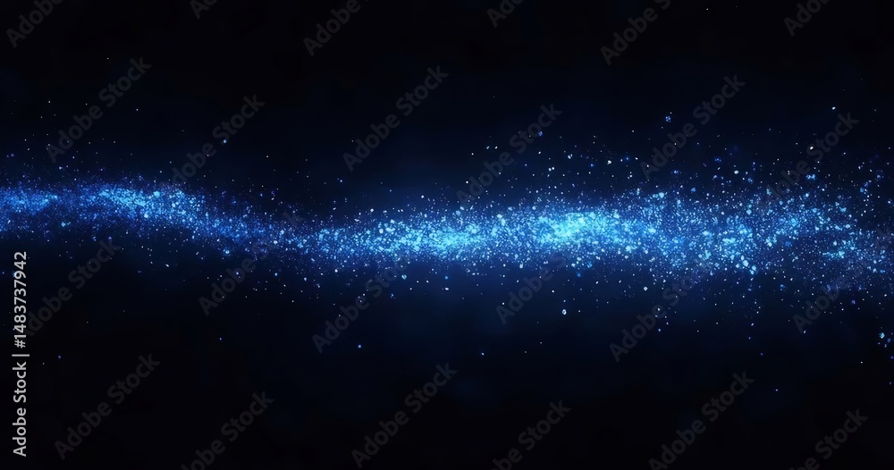 Aufkleber 暗い背景に浮かぶ青色の輝く星屑が特徴的な抽象的な宇宙の背景