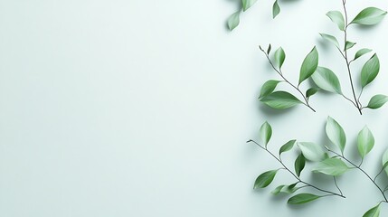 Green leaves on pale background