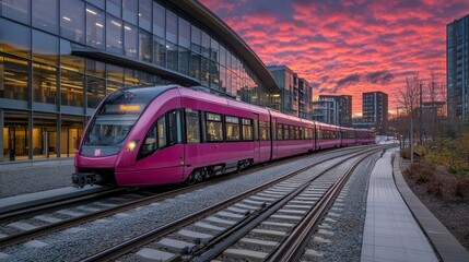 Naklejka premium Sunset Over Modern City Skyline – Urban Landscape & Architecture Photography