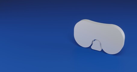Isolated realistic white diving goggles symbol with shadow. Located on the right side of the scene. 3d illustration on transparent background
