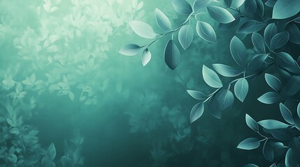 Serene teal leaves, soft light, nature backdrop (1)