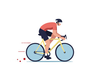 Naklejka premium A cyclist rides along a path, celebrating Bicycle Day 2025. A vibrant, modern illustration with a focus on active lifestyle and outdoor recreation.