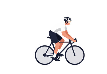Obraz premium A cyclist rides a bicycle on Bicycle Day. A man in cycling gear enjoys an outdoor ride. Modern, flat illustration style.