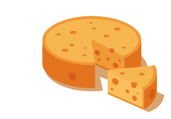 A vibrant illustration celebrates National Cheese Day! A round cheese wheel with a slice is displayed against a warm background. Bold, cheerful design perfect for food marketing.