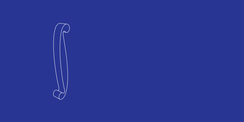 The outline of a large integral symbol made of white lines on the left. 3D view of the object in perspective. Vector illustration on indigo background