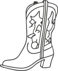 Cowboy Boot Icon hand-drawn on a white Background