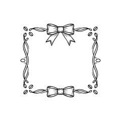 Handdrawn Ribbon  Frame Line Art Vector 