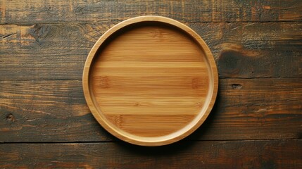 Circular Wood Tray Presentation Stage Natural Grain Rustic Tabletop Display Simplicity and Cleanliness
