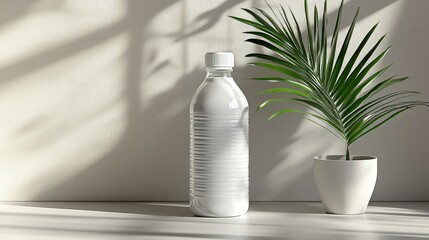 White plastic bottle, minimalist style