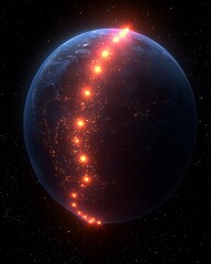 Fototapeta premium Earth atmosphere trapping infrared radiation emitted from surface CO molecule path and heat retention visual digital energy flow graphic