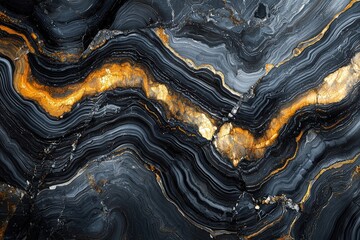 Wavy Bands of Gneiss Rock with Rich Mineral Colors and Unique Textures Displaying Striking Natural Patterns