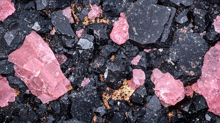 Close-Up Background of Granite with Speckled Crystals in Varied Shades of Pink and Black, Perfect for Textures or Nature Themes
