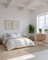 Stylish minimalist bedroom decor modern apartment interior design bright and airy perspective on comfort