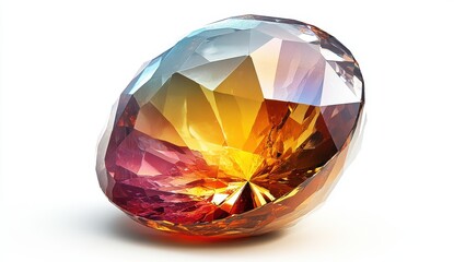 Warm toned Faceted Gemstone on White Background