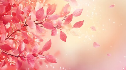 Fototapeta premium Pink leaves gently falling, soft light